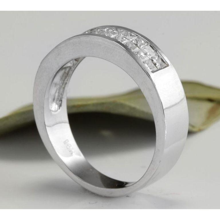 1.20 Carat Natural VS1 Diamond 14 Karat Solid White Gold Unisex Ring For Sale 1
