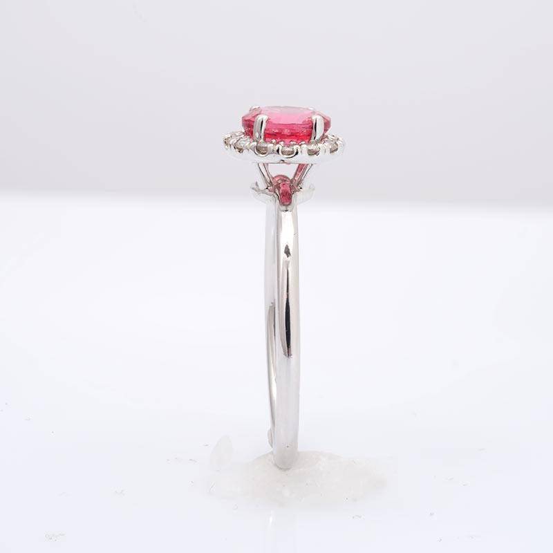 Mixed Cut 1.20 Carats Neon Tanzanian Spinel Diamonds set in 14K White Gold Ring For Sale