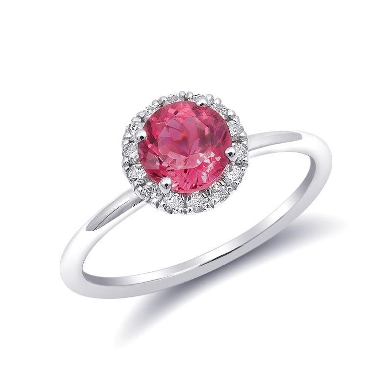 1.20 Carats Neon Tanzanian Spinel Diamonds set in 14K White Gold Ring In New Condition For Sale In Los Angeles, CA