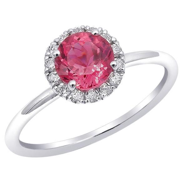1.20 Carats Neon Tanzanian Spinel Diamonds set in 14K White Gold Ring For Sale