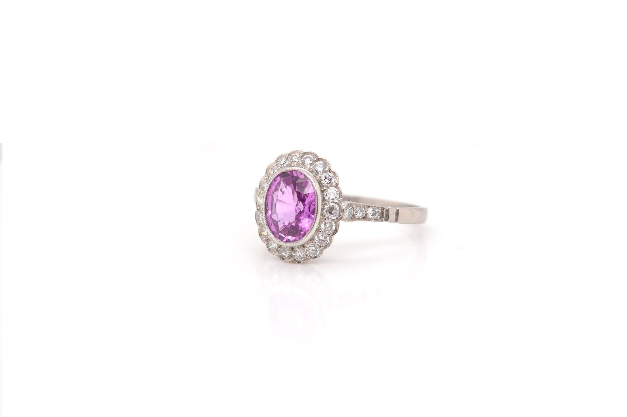 1.20 carats pink sapphire and diamonds ring In Good Condition For Sale In PARIS, FR