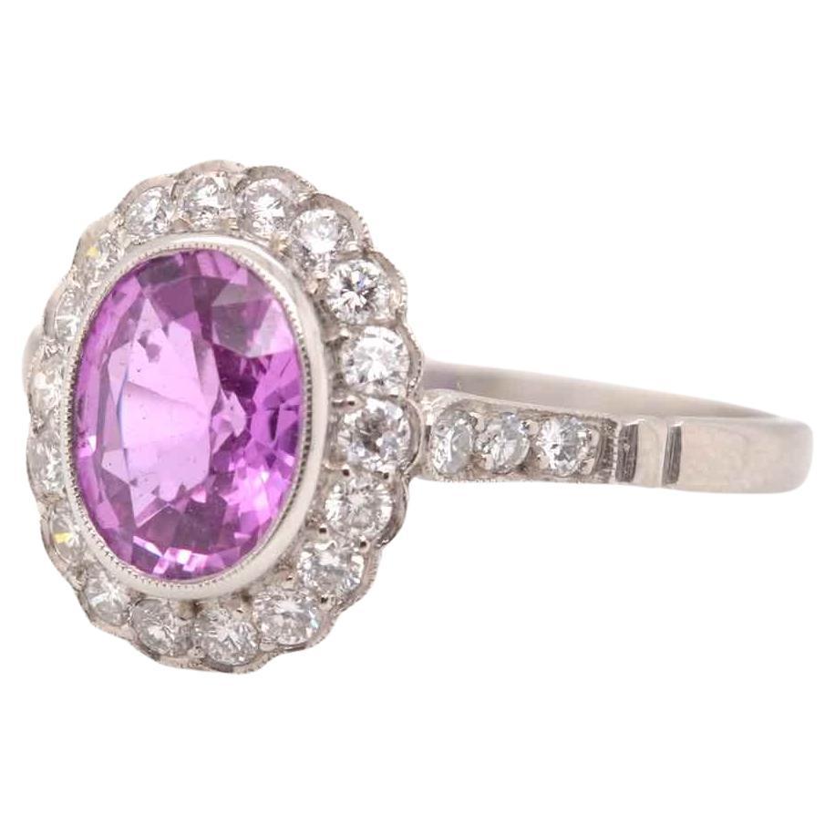 1.20 carats pink sapphire and diamonds ring For Sale
