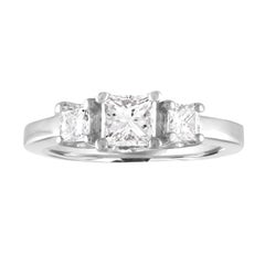 1.20 Carat Princess Cut Diamond Three Stone Gold Ring