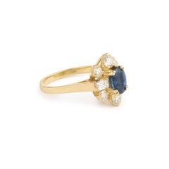 1.20 Carats Sapphire Diamonds 18 Carats Yellow Gold Pompadour Ring