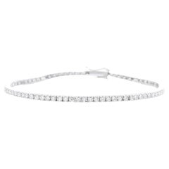 1.20 Carats Stunning Natural Diamond 14K Solid White Gold Bracelet 