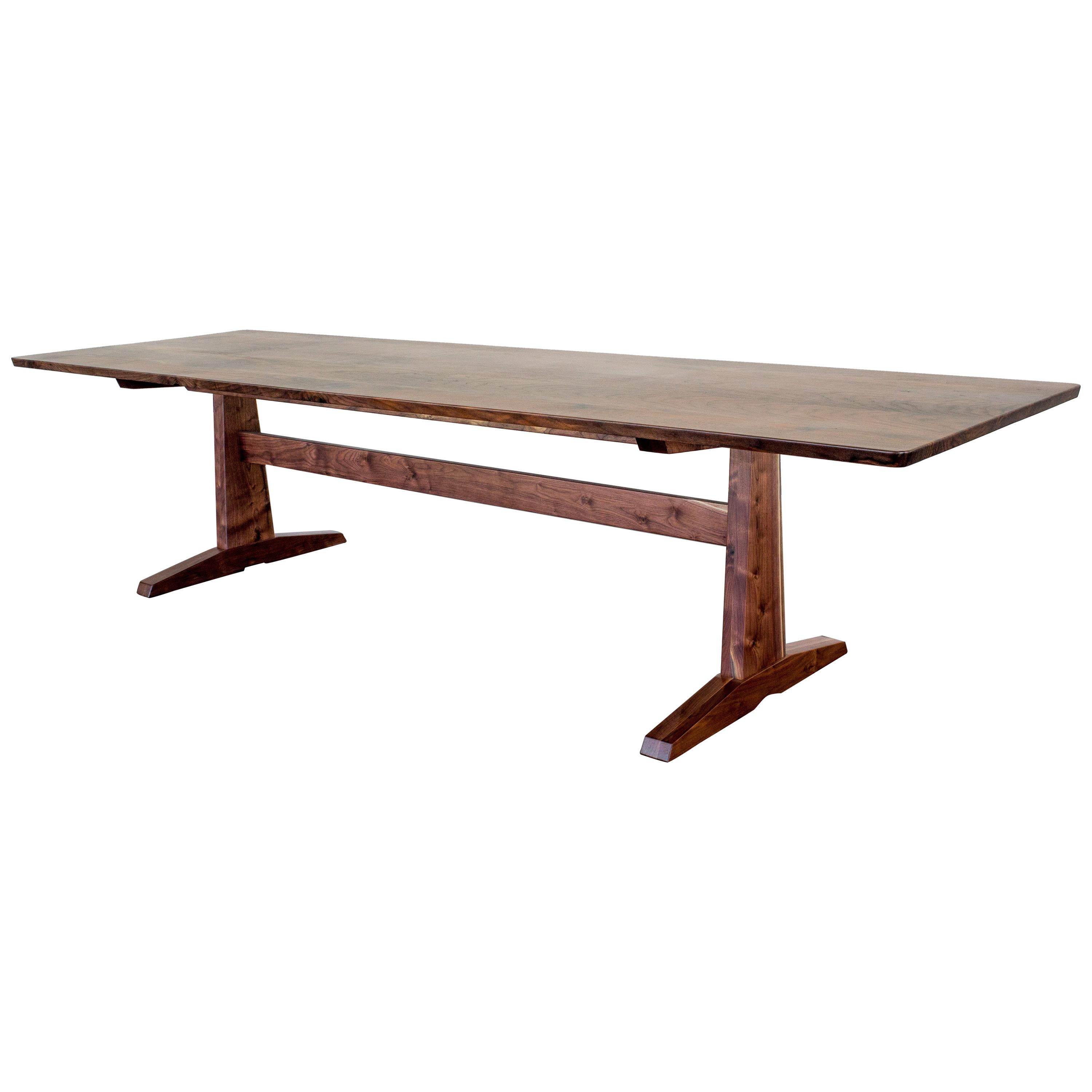 120" Columbia Trestle Table in Oregon Walnut by Studio Moe For Sale