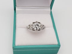 1.20 CT Diamond Platinum Art Deco Filigree Engagement Ring