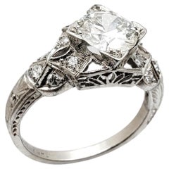 1.20 CT Diamond Platinum Art Deco Filigree Engagement Ring