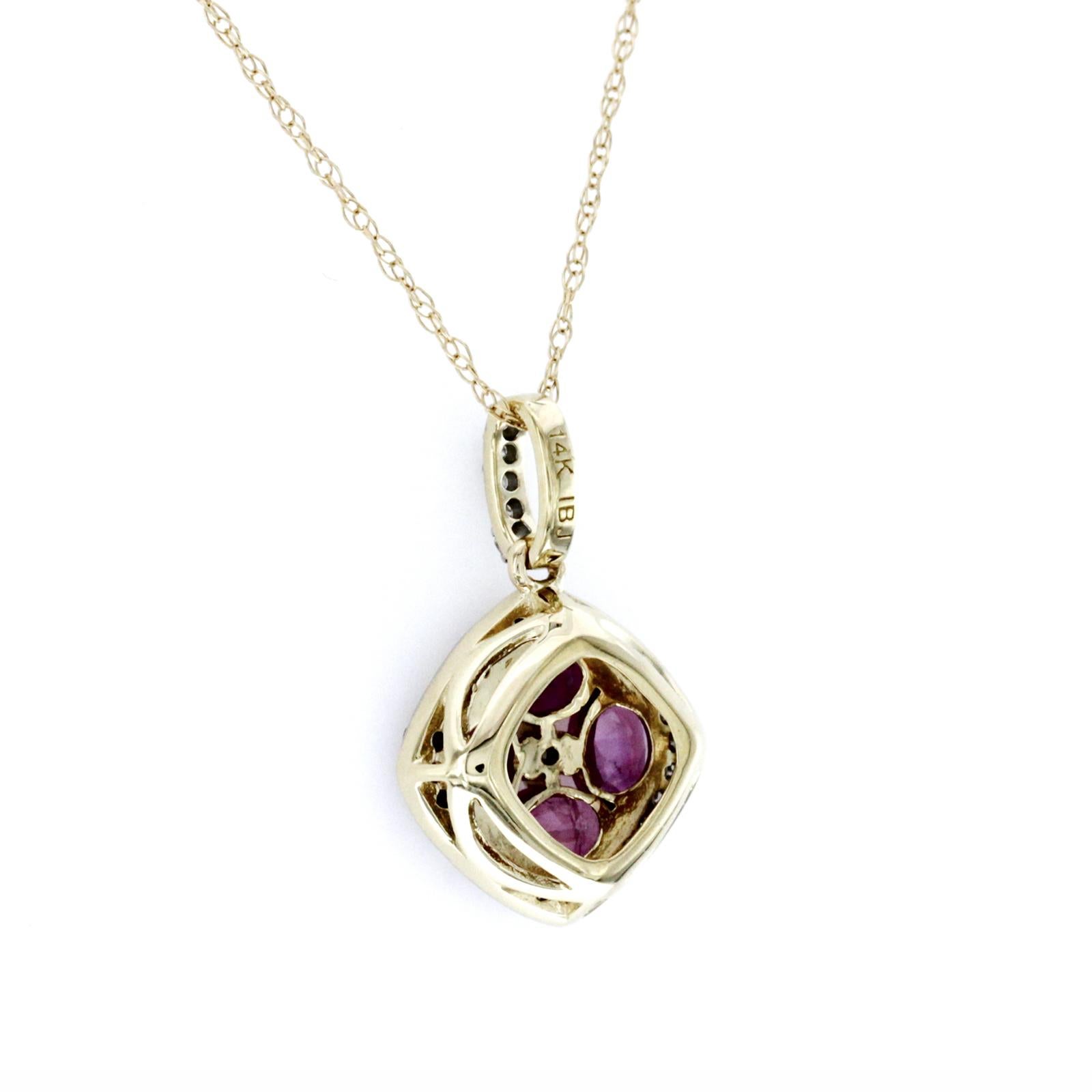 100% Authentic, 100% Customer Satisfaction

Pendant: 12 mm

Chain: 0.5mm

Size: 18 Inches

Metal: 14K Yellow Gold

Hallmarks: 14K

Total Weight: 1.6 Grams

Stone Type: 1.20 CT Natural Ruby &  Diamond 0.15 CT  H  SI1

Condition: New With Tag 