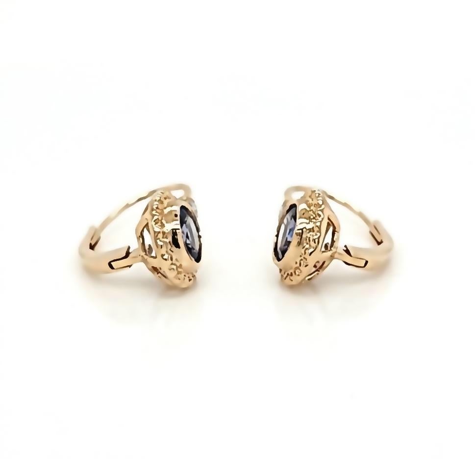 1.20 CT Zafiro Natural 0.08CT Diamantes Pendientes de Oro Amarillo de 14K en venta 1