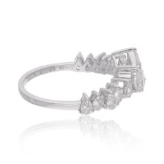 1.20ct Pear SI/HI Diamond Open Engagement Band Ring in 18k Solid White Gold