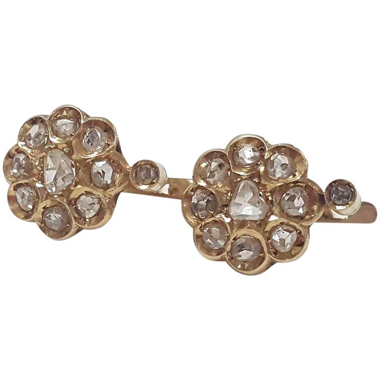 Diamond Antique Cluster Earrings  1.20 Karat For Sale