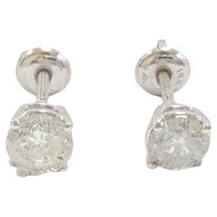 1,20 Karat runde Diamant-Ohrstecker aus 14K Weißgold