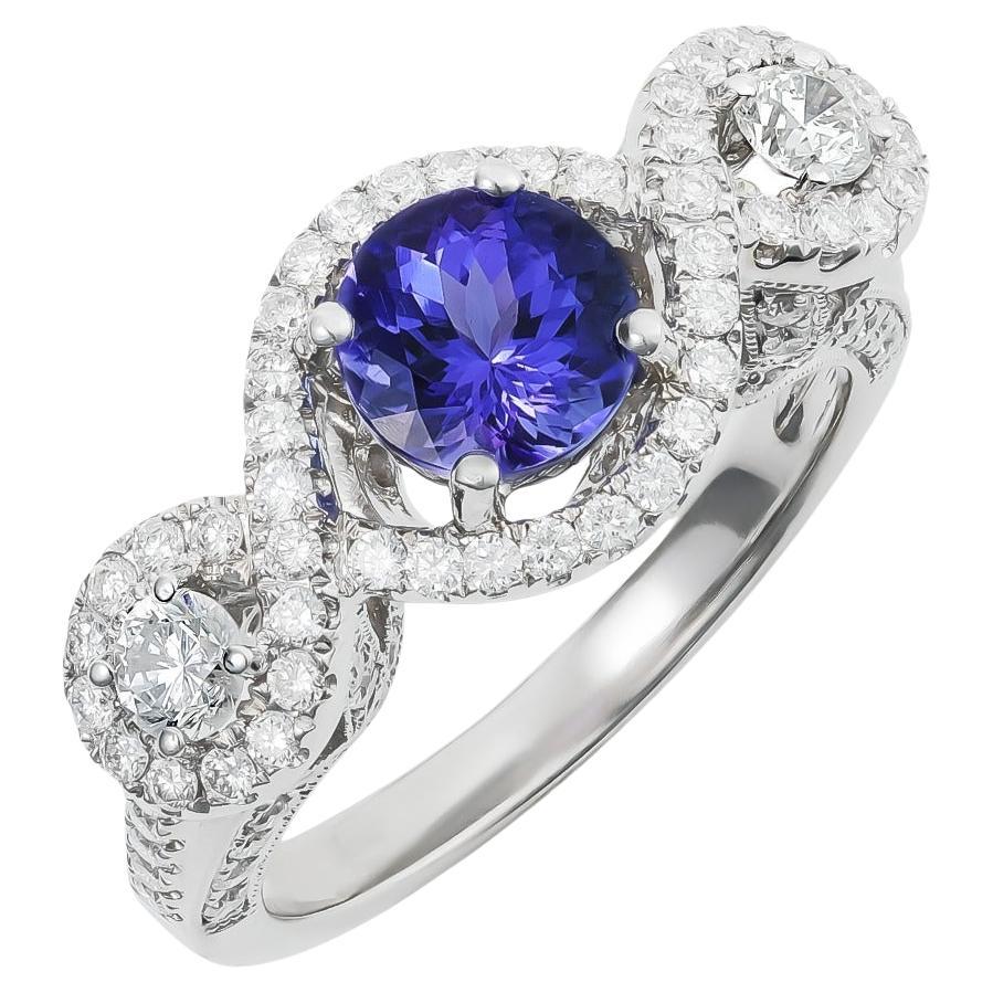 1.20 cts Natural Tanzanite 
1.13 cts Diamonds 18K White Gold Ring