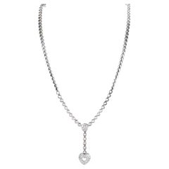 1.20 CTW Diamond 18 Karat White Gold Heart Y Drop Necklace