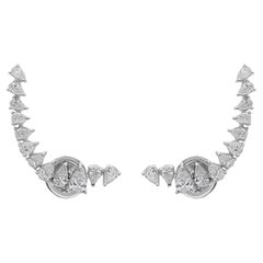 1.20 ctw Pear Diamond Curved Climber Ear Crawler Earrings in 14K White Gold