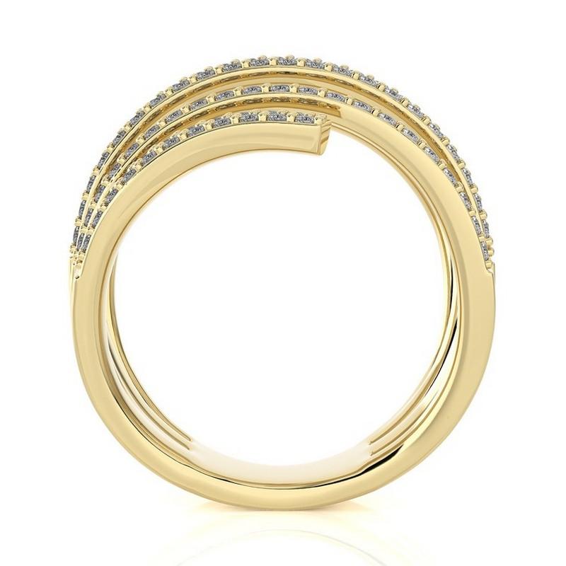 Modern 1.20 CTW Round Diamond 14K Yellow Gold  Classic Collection Excellent Spiral Ring For Sale