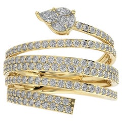 1.20 CTW Diamant rond en or jaune 14K  Collection Classic - Excellente bague en spirale