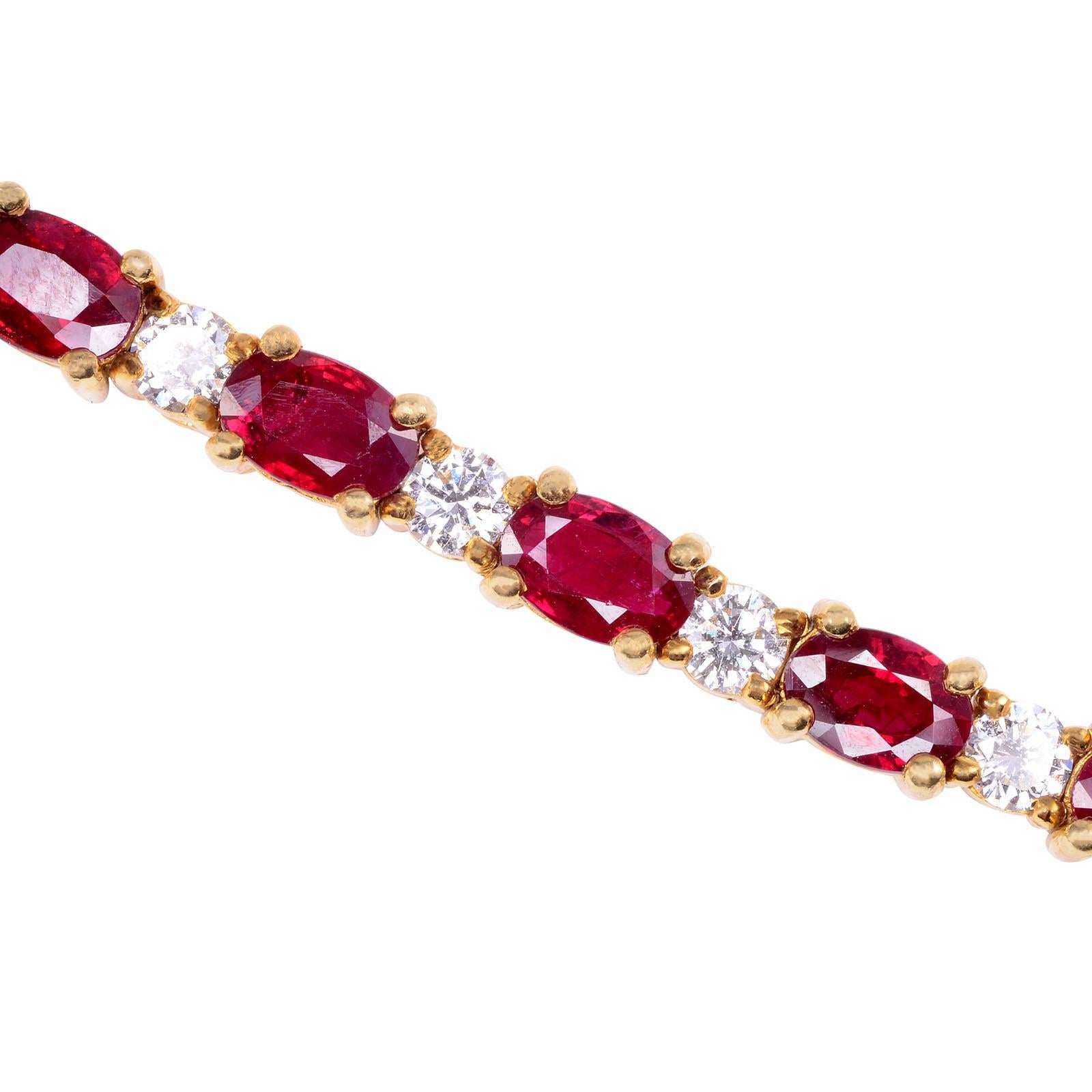 12.0 CTW Ruby and 2.50 CTW Diamond 18k Line Bracelet In Good Condition For Sale In Solvang, CA