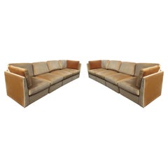 Vintage Mid Century Low Profile Velvet Sectional Sofa