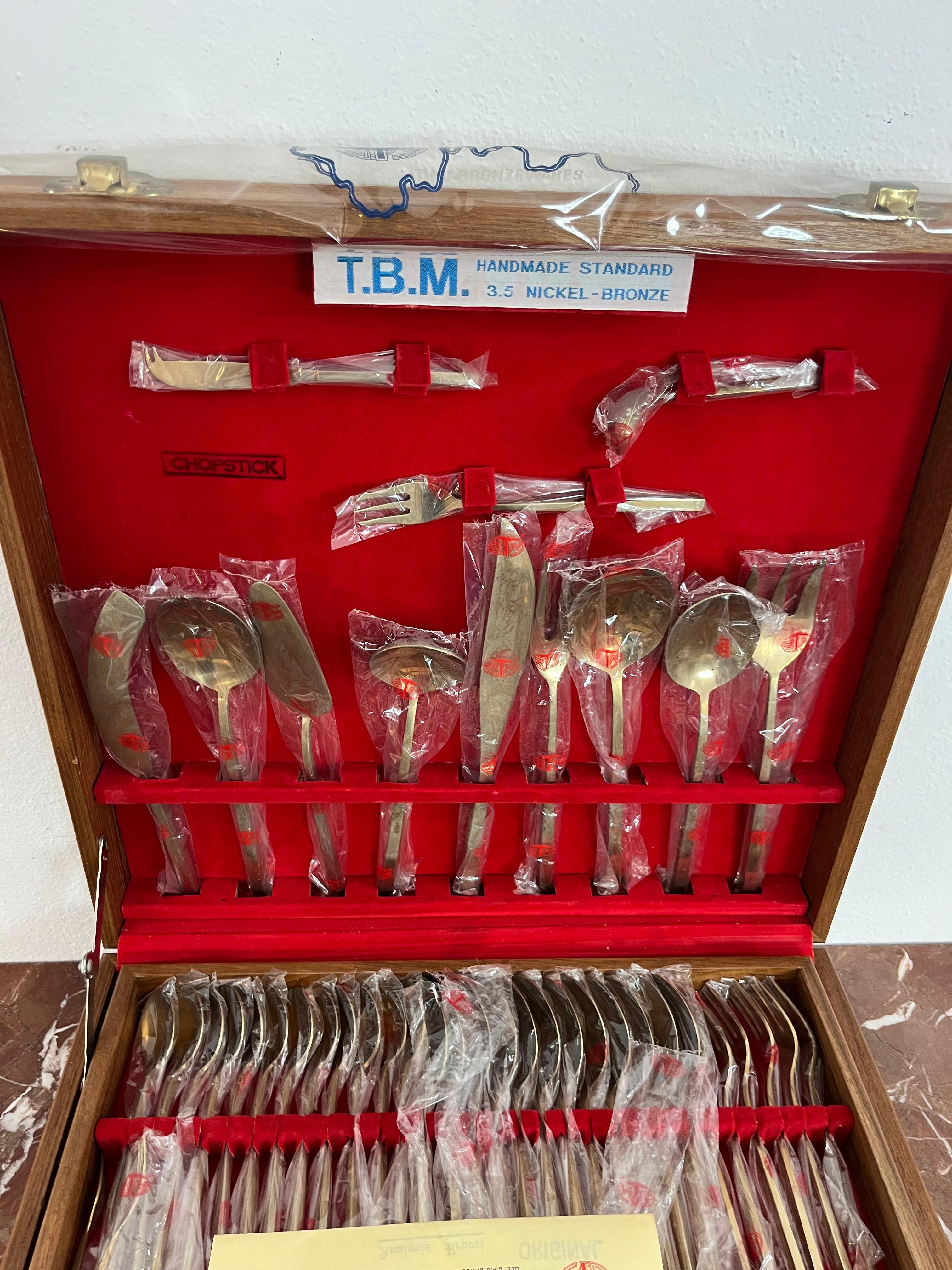 120-Piece Oriental Brass Cutlery Set, 1977 For Sale 9