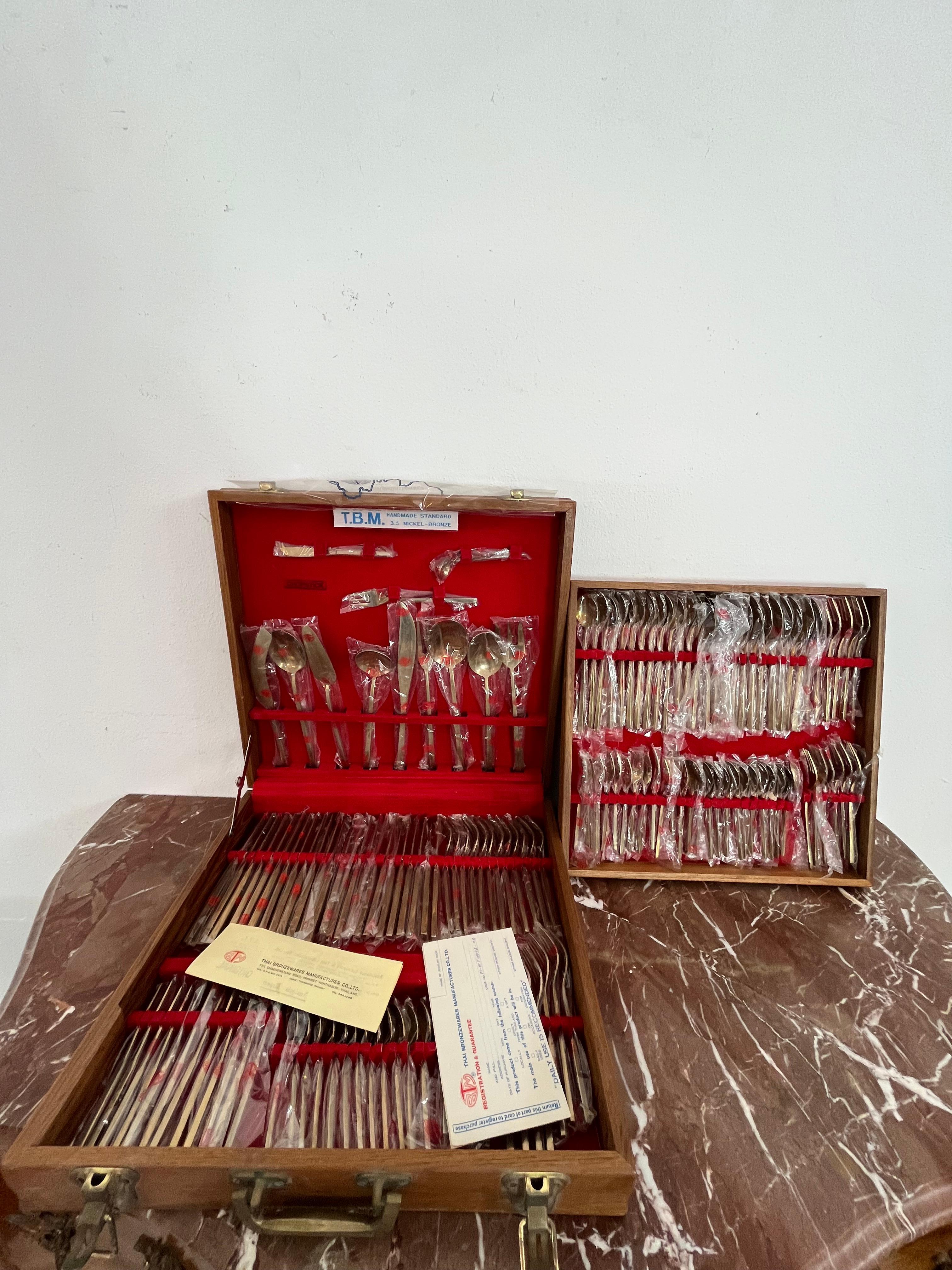 120-Piece Oriental Brass Cutlery Set, 1977 For Sale 11