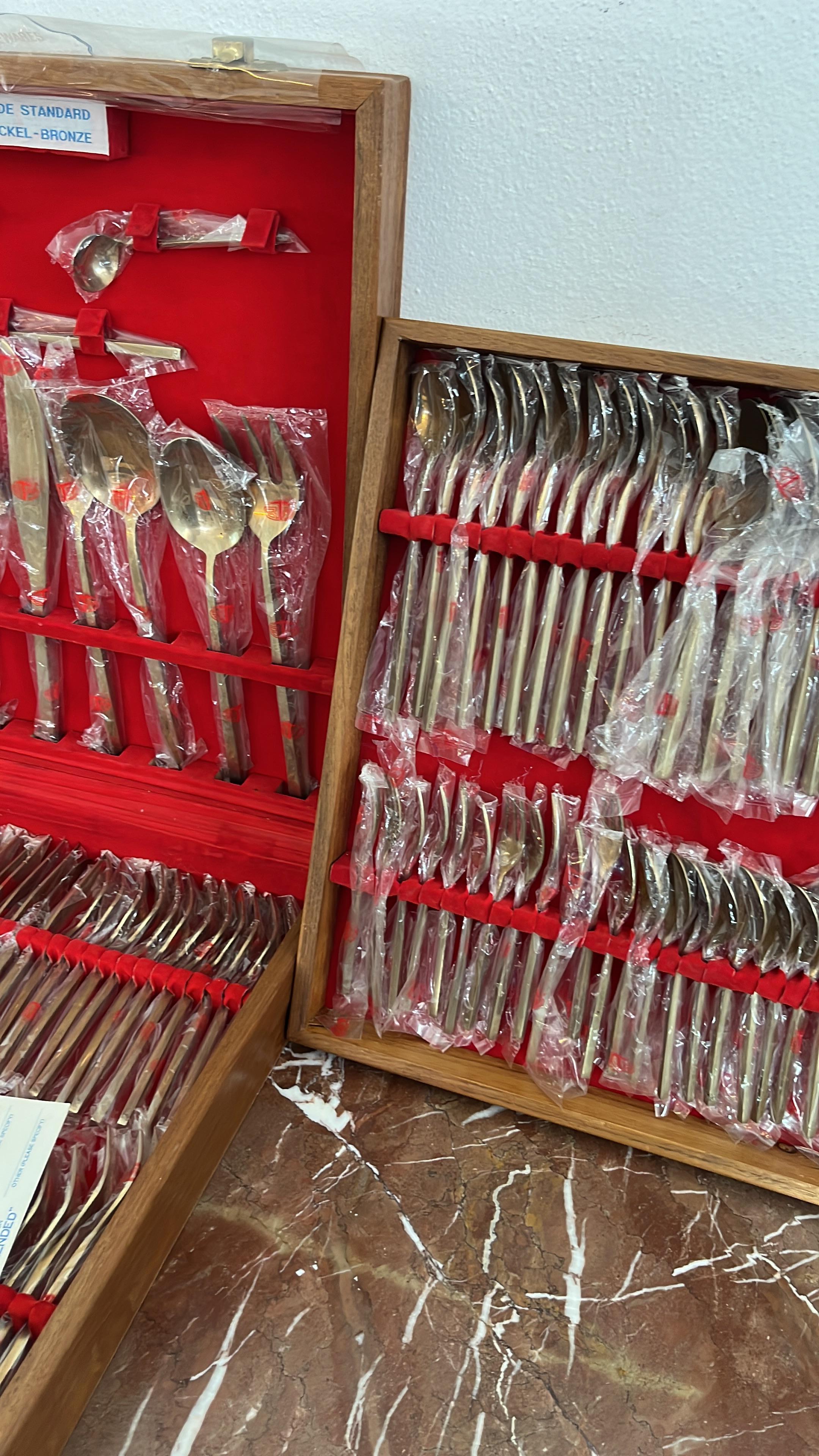 120-Piece Oriental Brass Cutlery Set, 1977 For Sale 12
