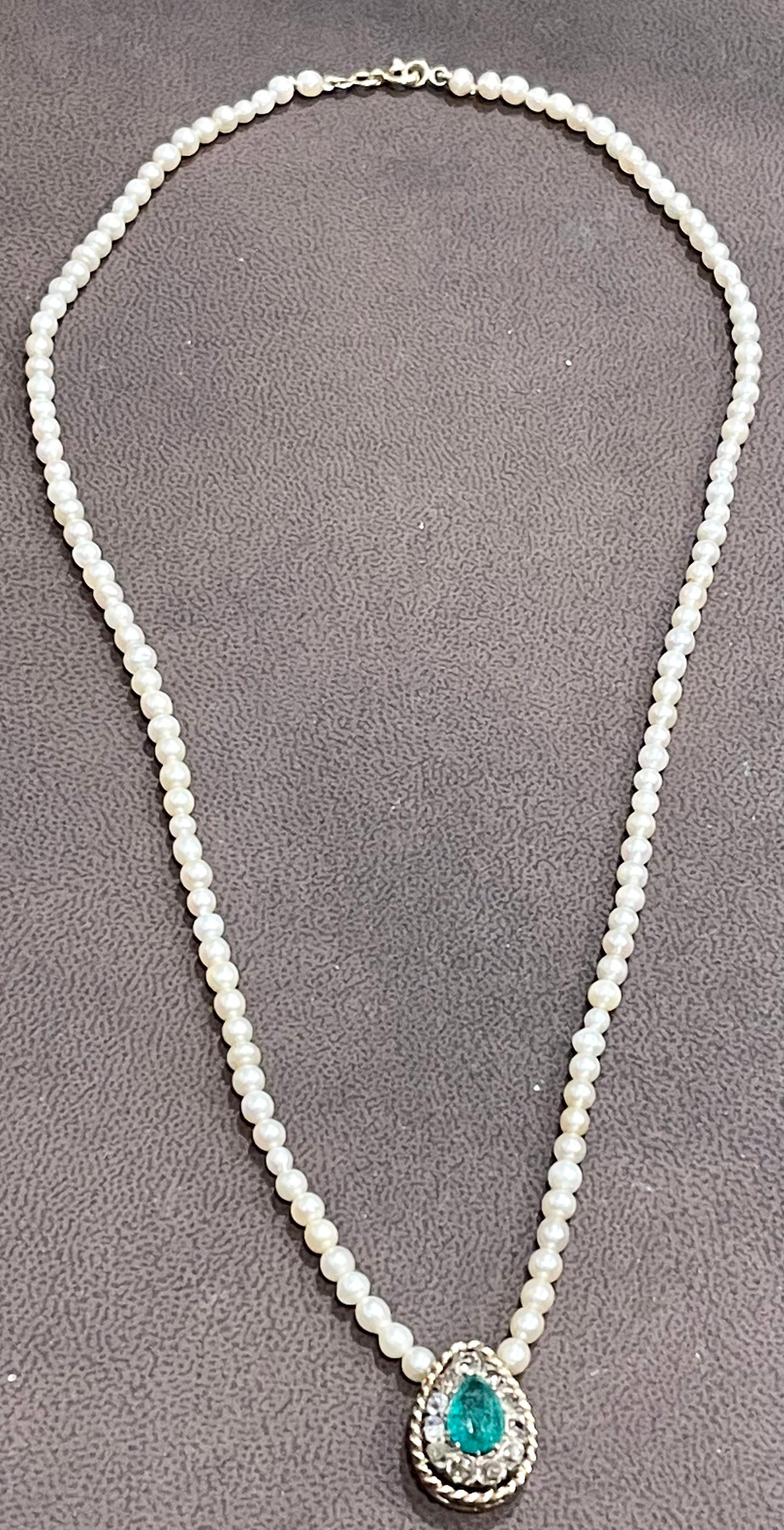 120 Years Old GIA Certified Natural Basra Pearls & Emerald Necklace 14KY Gold For Sale 7