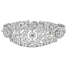 Antique 12.00 Carat Art Deco Openwork Diamond Bracelet in Platinum