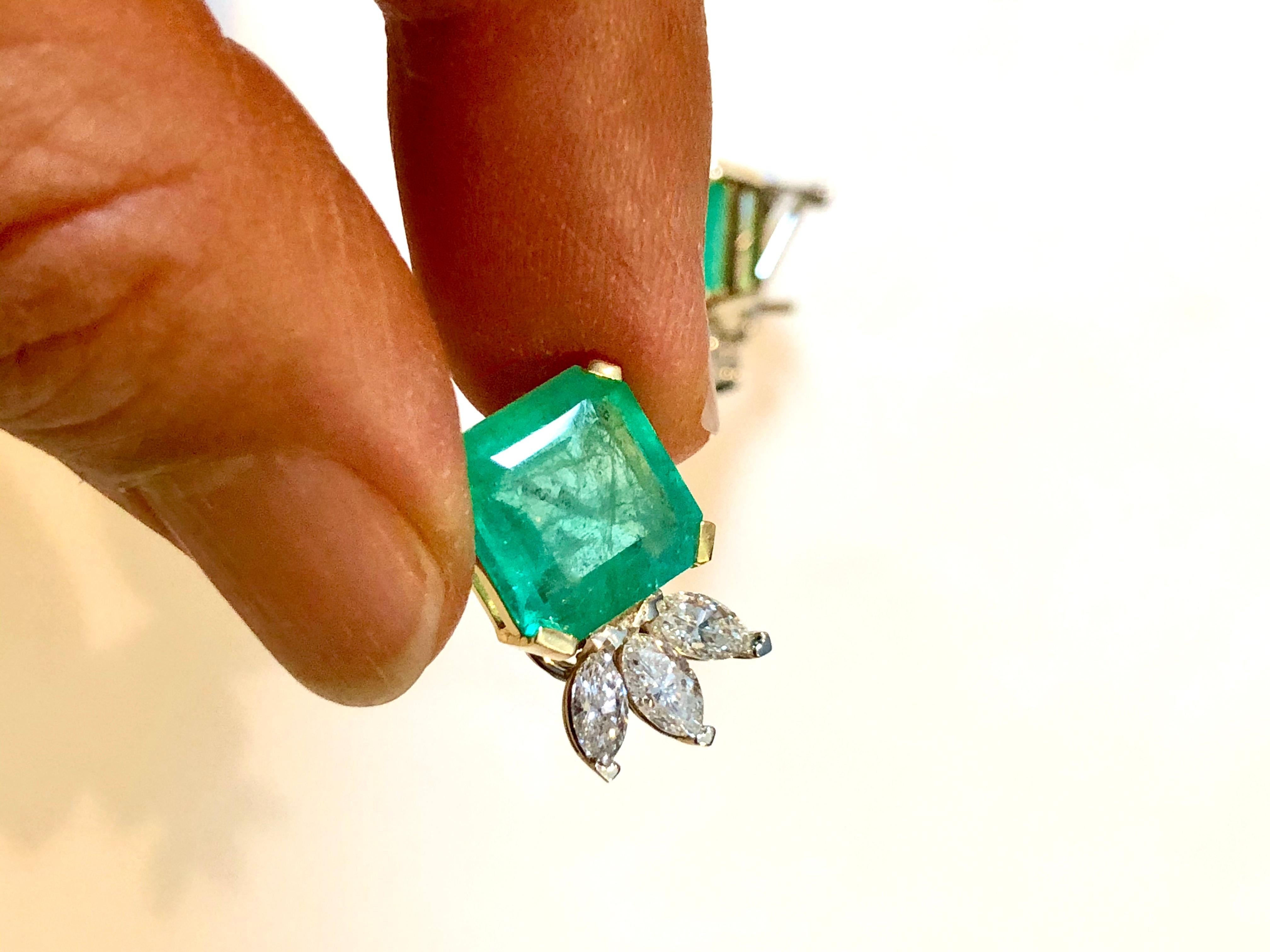 Emeralds Maravellous Certified Square Colombian Emerald Diamond Earrings 12.20CT 9