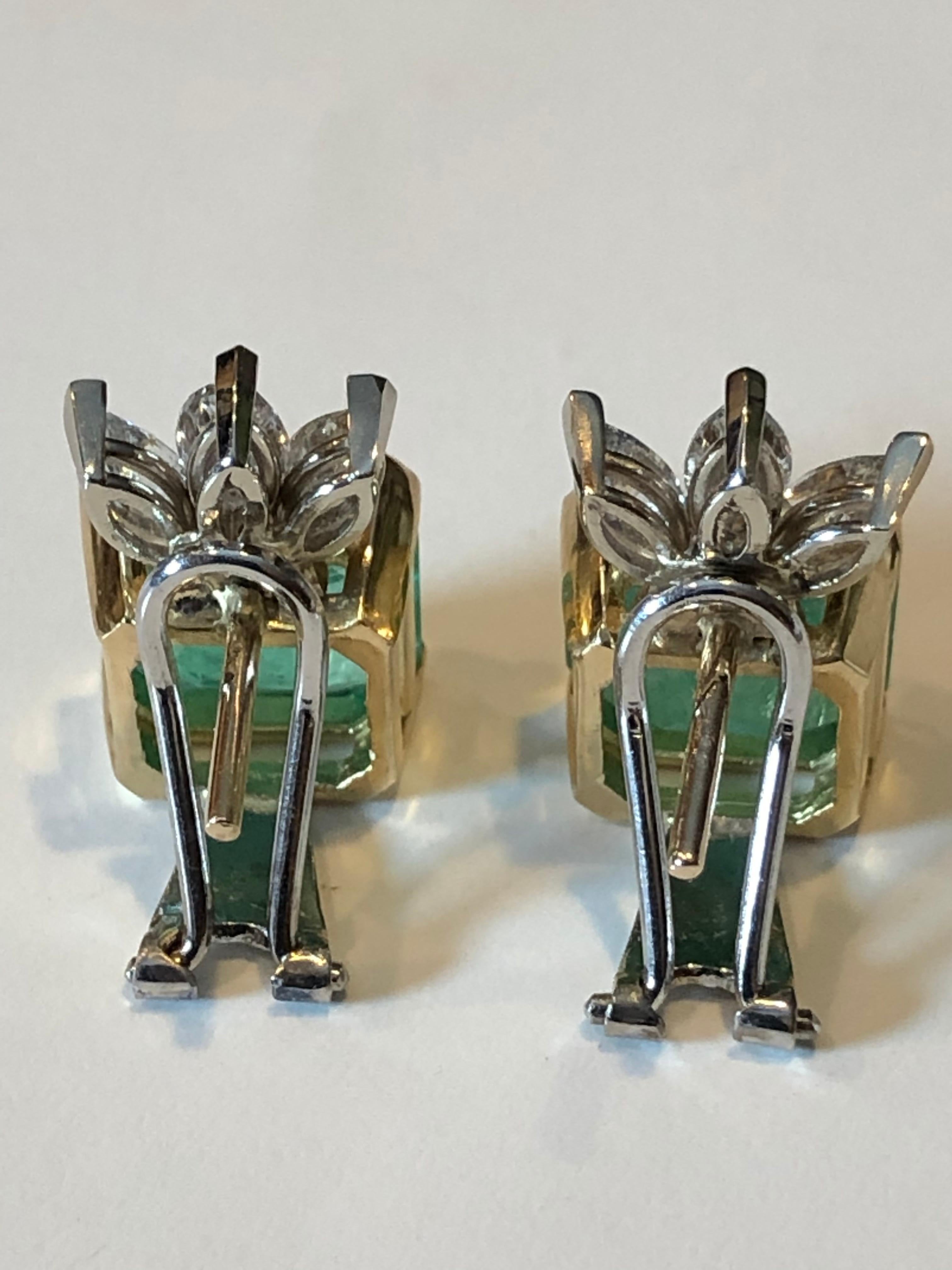 Emeralds Maravellous Certified Square Colombian Emerald Diamond Earrings 12.20CT 10