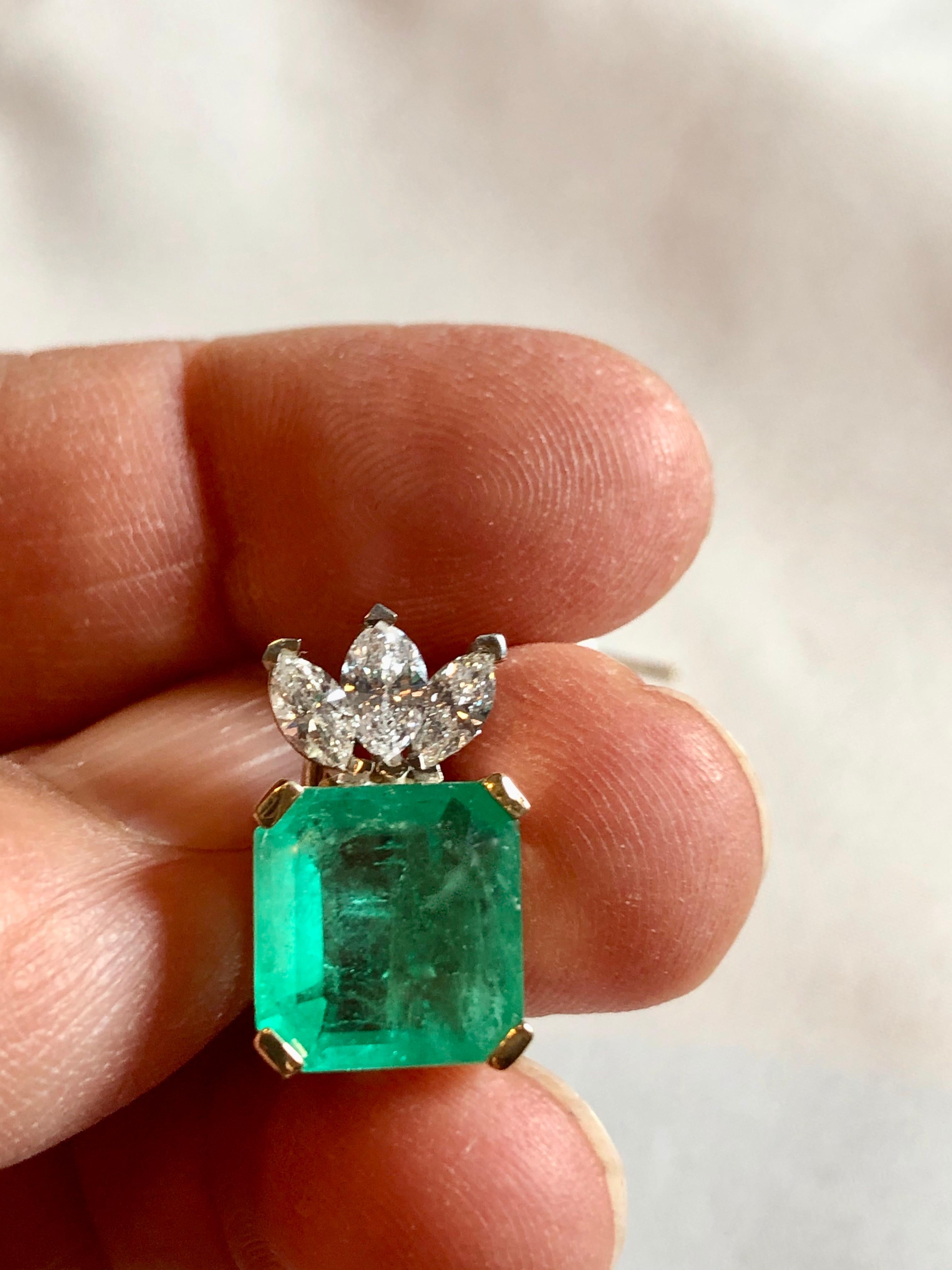 square emerald drop earrings