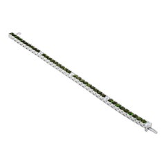 12.00 Carat Chrome Diopside and Diamond Gold Tennis Bracelet