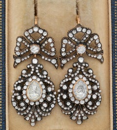 12.00 Carat Diamond Antique Style Pendeloque Georgian Earrings