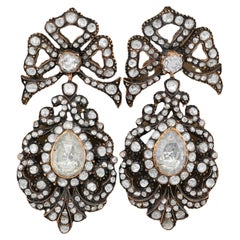 12.00 Carat Diamond Antique Style Pendeloque Georgian Earrings