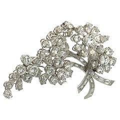 12,00 Karat Diamant Platin Blumen Cluster Blumenstrauß Pin Brosche F VS1-VVS2