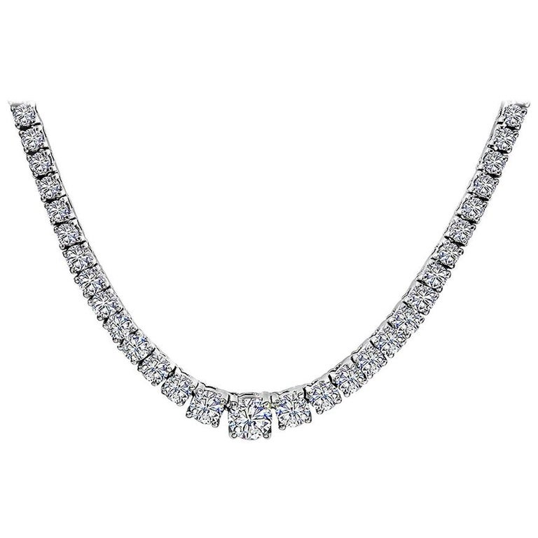 12.00 Carat Diamond Tennis Necklace For Sale at 1stDibs