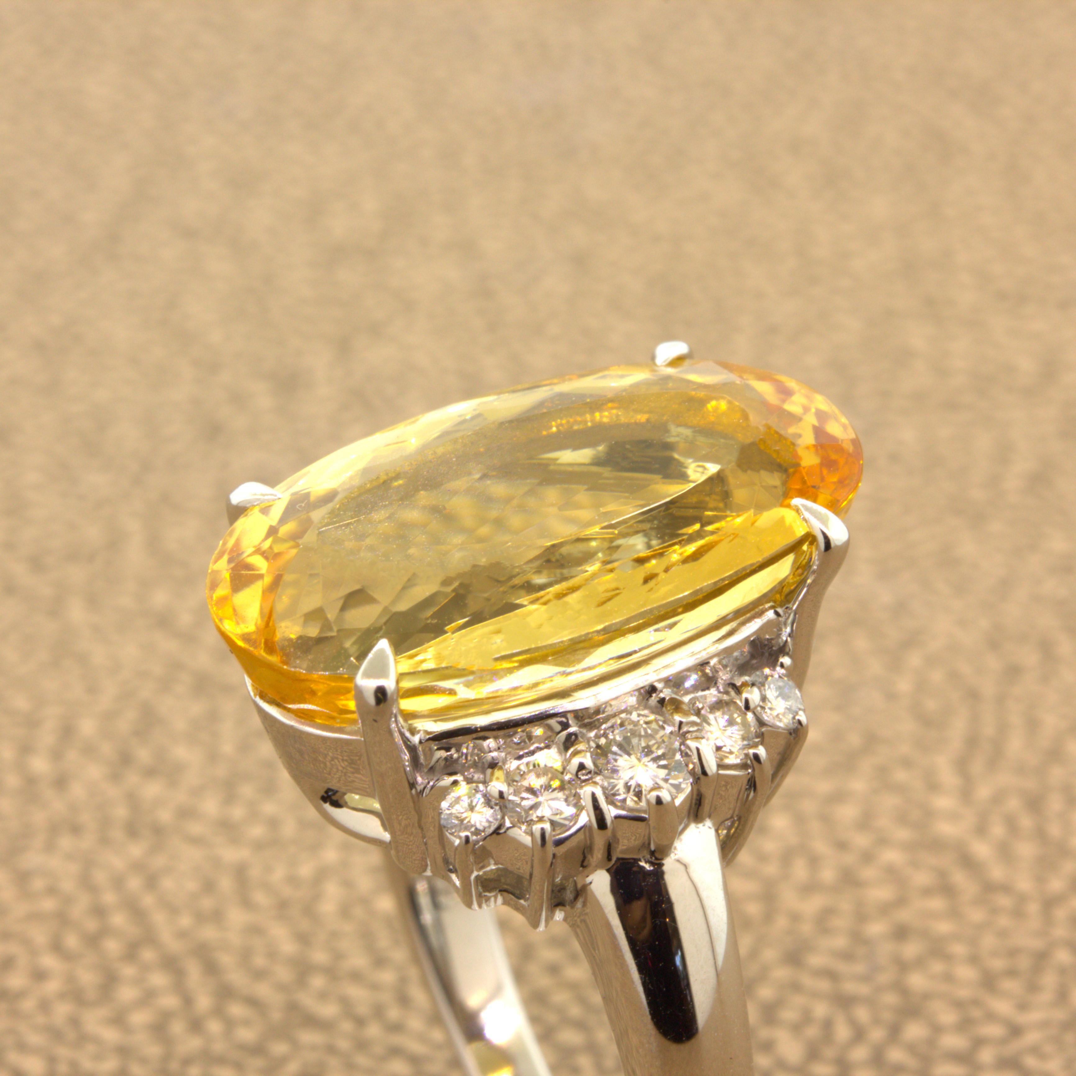 12.00 Carat Imperial Topaz Diamond Platinum Ring For Sale 4