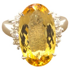 12.00 Carat Imperial Topaz Diamond Platinum Ring