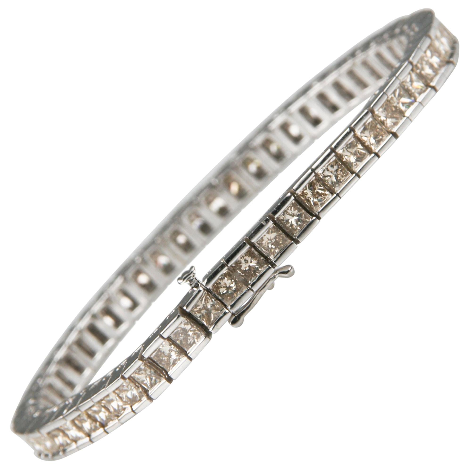 Bracciale da tennis in oro bianco 14 carati con diamante cognac chiaro da 12,00 carati