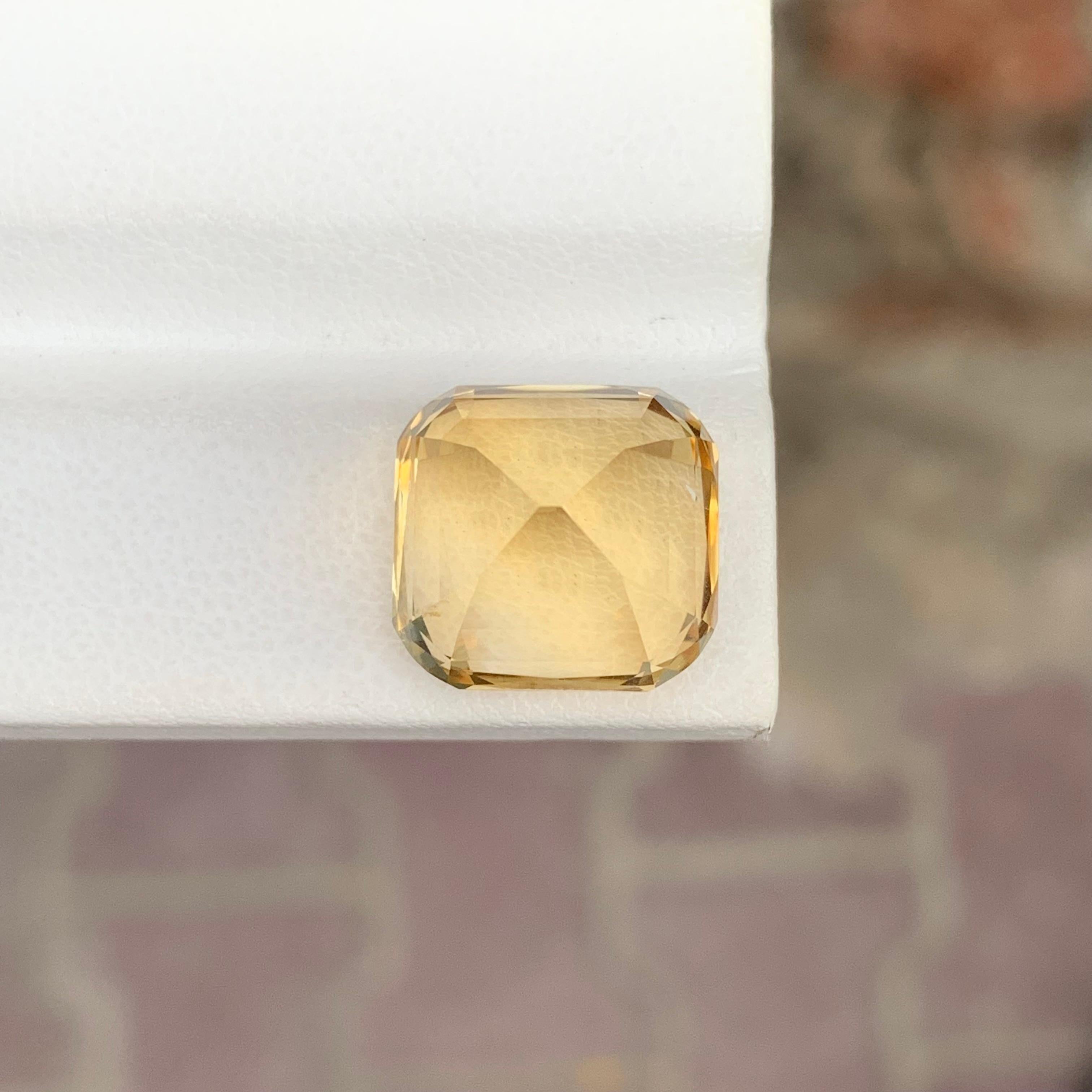 12,00 Karat natürliche lose gelbe Citrin Quadrat Form Edelstein für Halskette im Angebot 4