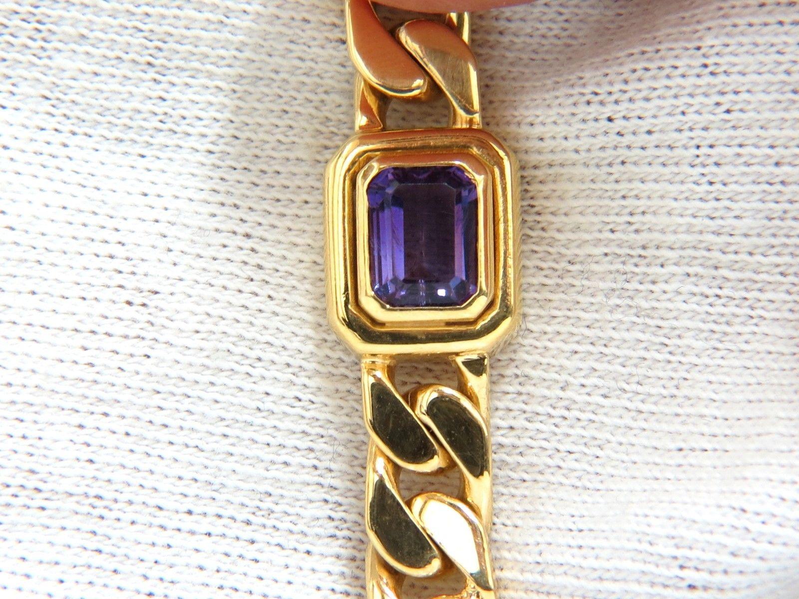 12,00 Karat natürlicher Turmalin Amethyst Aquamarin Cuban Link 18 Karat Armband im Zustand „Gut“ im Angebot in New York, NY