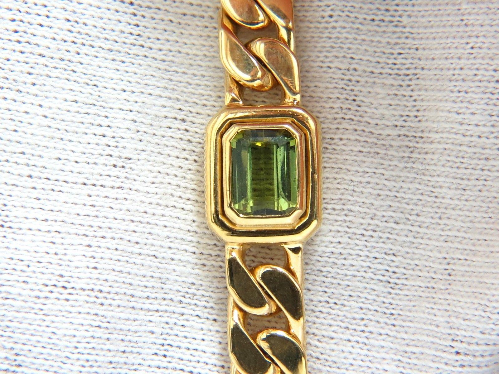 Emerald Cut 12.00 Carat Natural Tourmaline Amethyst Aquamarine Cuban Link 18 Karat Bracelet