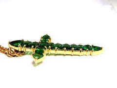 12.00 Carat Natural Vivid Green Tsavorite Cross 18 Karat and Chain