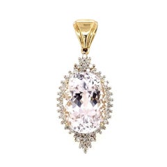 Collier pendentif en kunzite ovale et diamants de 12,00 carats