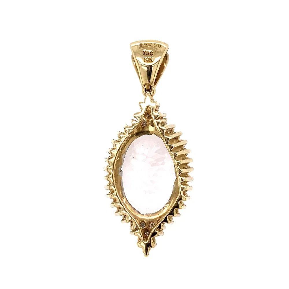 12.00 Carat Oval Kunzite and Diamond Pendant Necklace In Excellent Condition For Sale In Montreal, QC