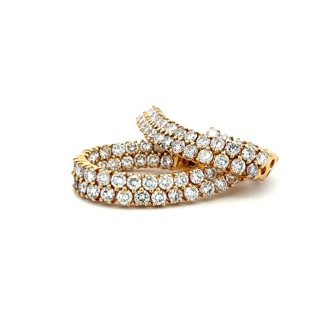 Créoles en or jaune 18 carats avec diamants ronds brillants F SI1 de 12,00 carats en vente 6