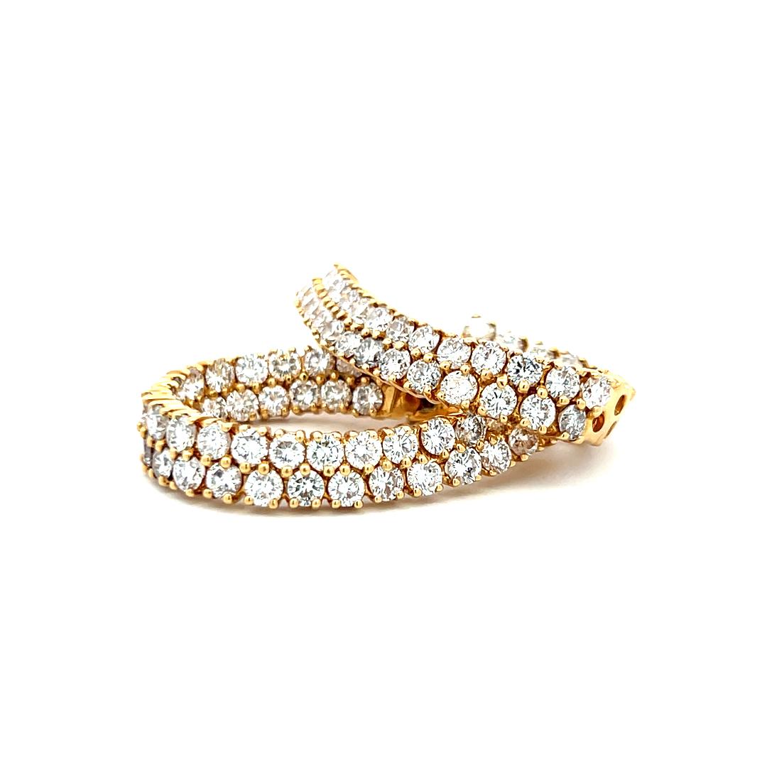 Créoles en or jaune 18 carats avec diamants ronds brillants F SI1 de 12,00 carats en vente 7