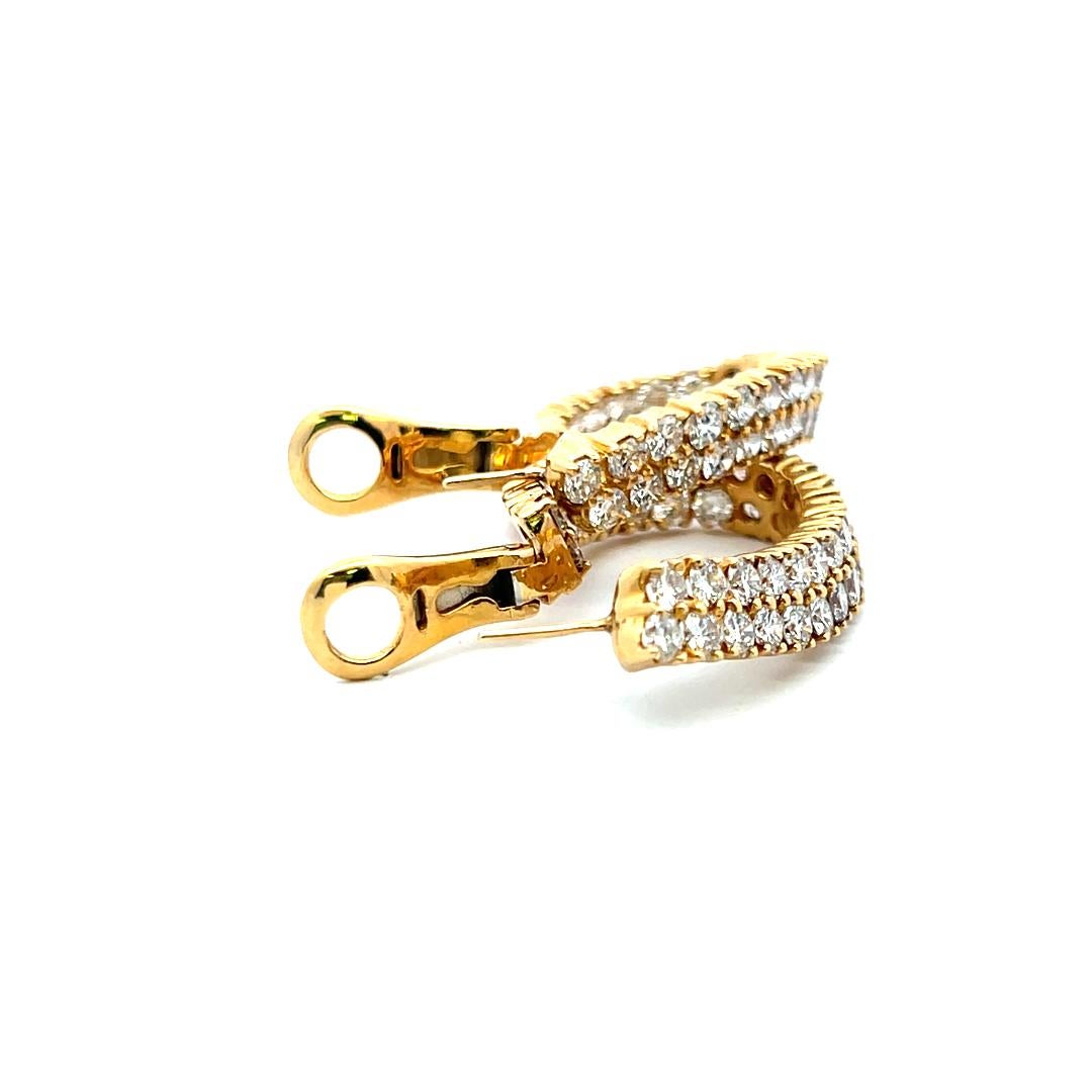 Créoles en or jaune 18 carats avec diamants ronds brillants F SI1 de 12,00 carats en vente 8