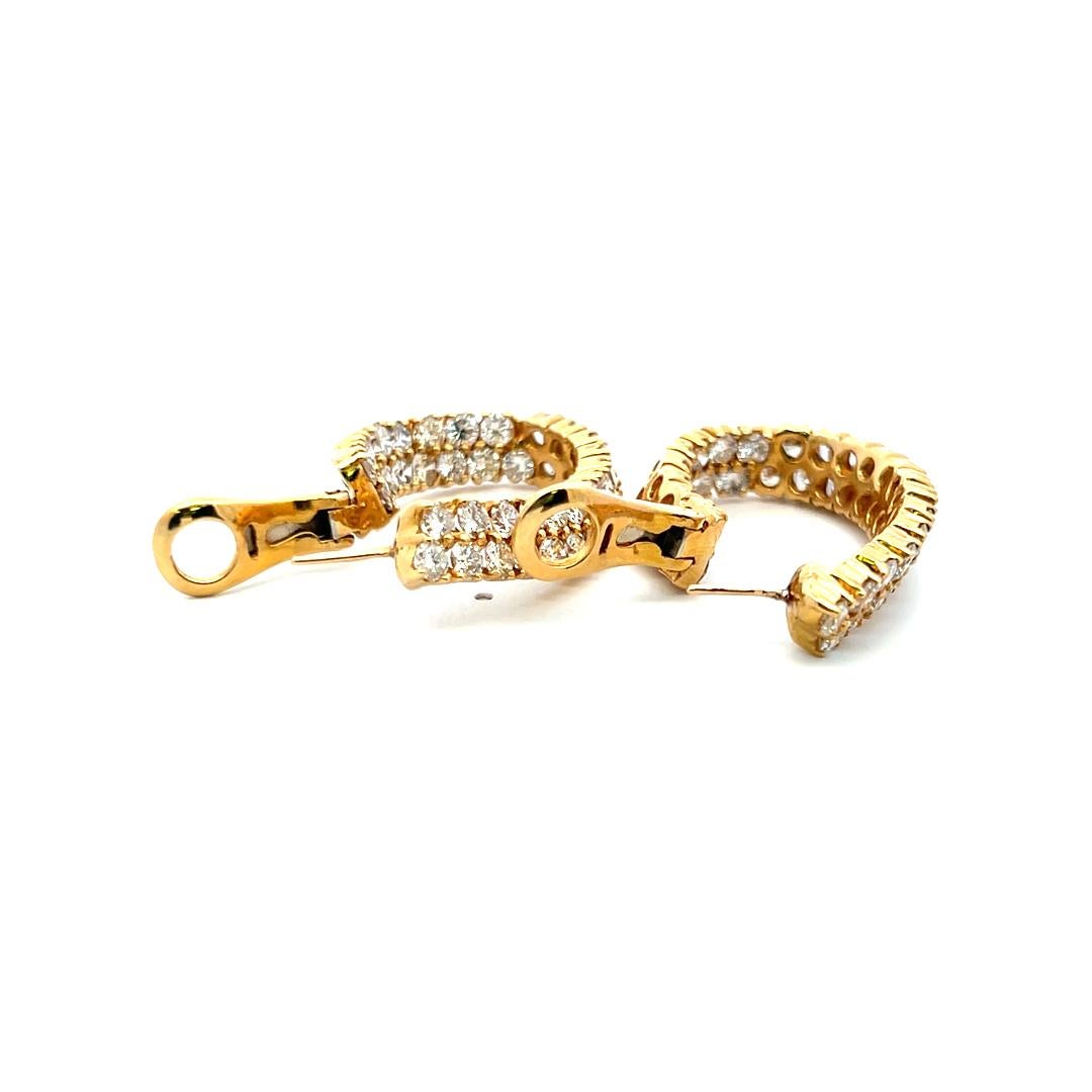 Créoles en or jaune 18 carats avec diamants ronds brillants F SI1 de 12,00 carats en vente 9